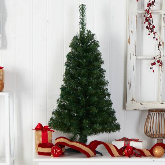 3ft. Pre-Lit Green Artificial Christmas Tree, Warm White LED Lights